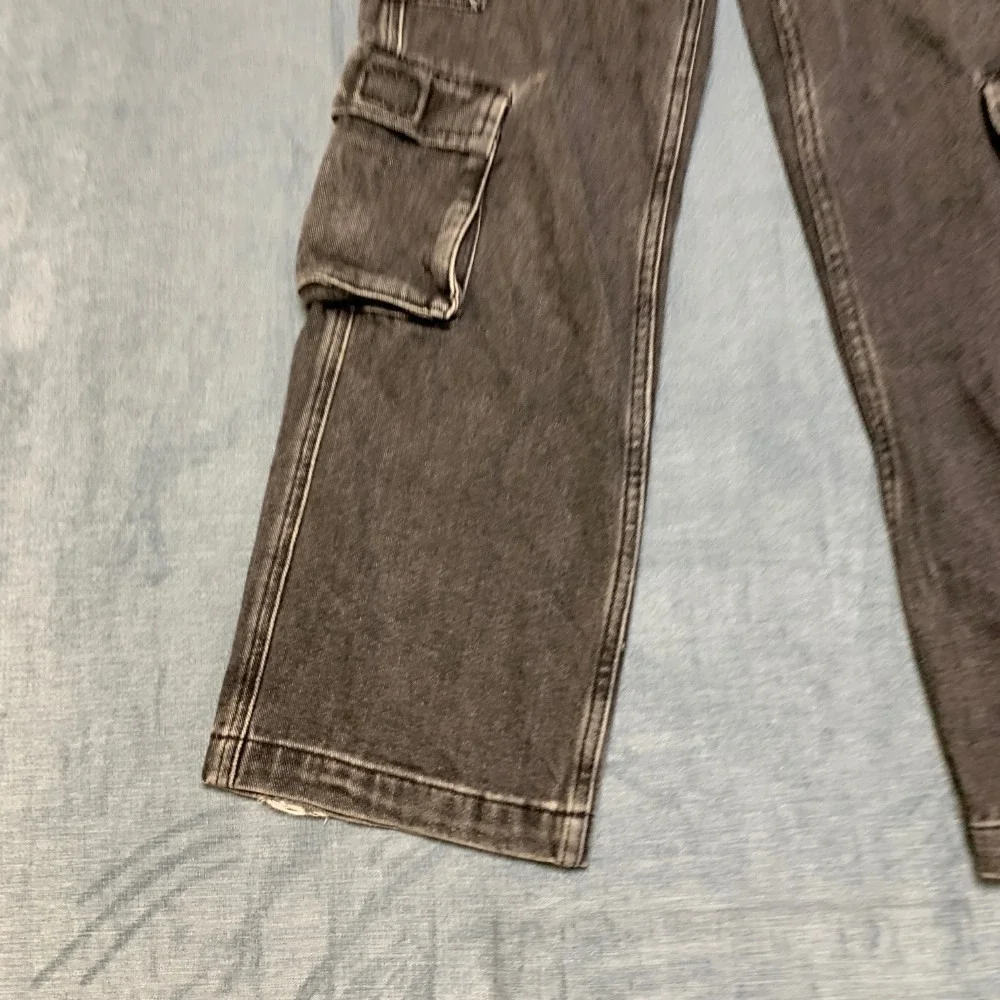 Pacsun Baggy Jeans Kids 10 Gray Denim Cargo Pockets Zip Fly Comfort Outdoor